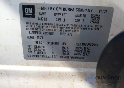 2021 Buick Encore Gx Awd Select from USA, damaged, VIN KL4MMESL1MB139200